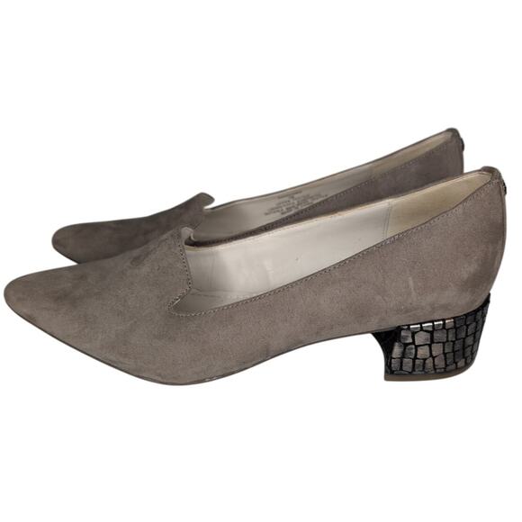 Faux Suede Loafer Pumps Women 7 Block Heel Classic Office Career Academia Preppy - Picture 2 of 8